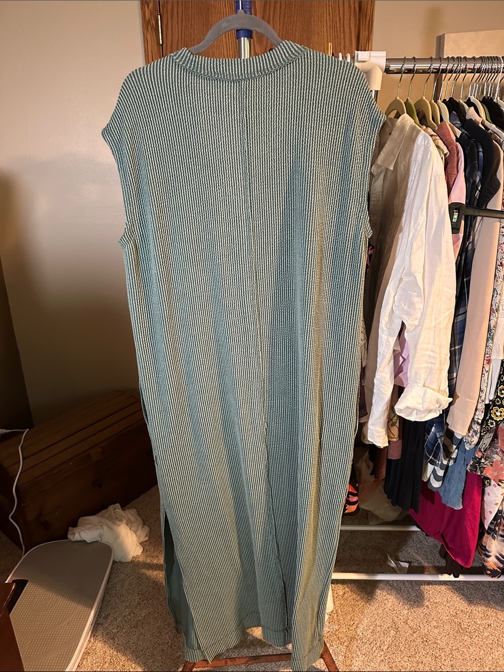 Three Bird Nest Ribbed Teal Midi Dress - Picture 3 of 3